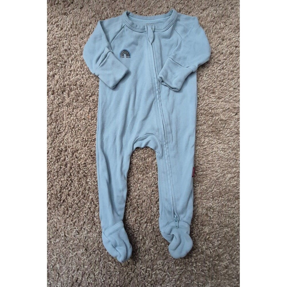 Mom cozy bamboo footie size newborn - light blue